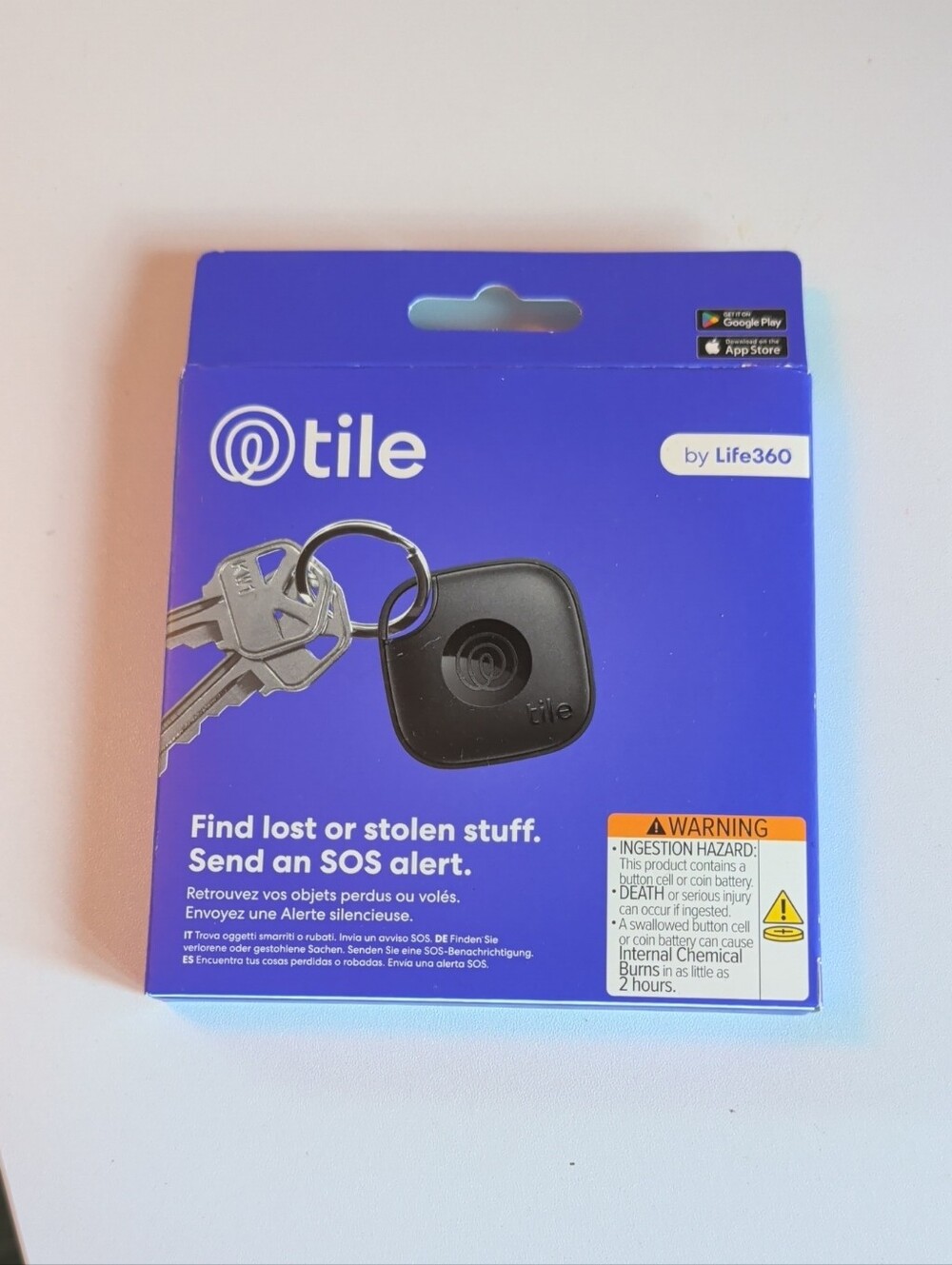 Tile Bluetooth Tracker Key Finder by Life360 - Blue Packaging